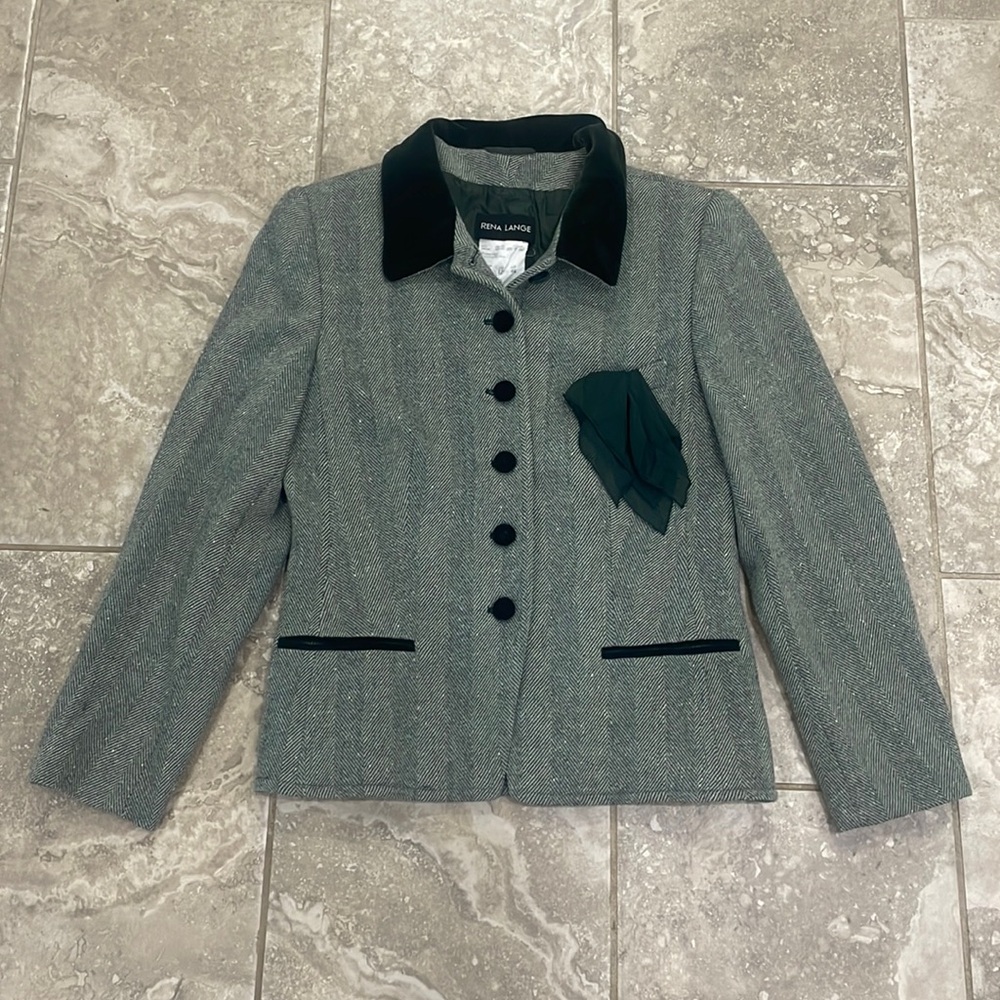 Vintage Rena Lange Women’s Wool Jacket‎ Blazer Pistache color Size 12